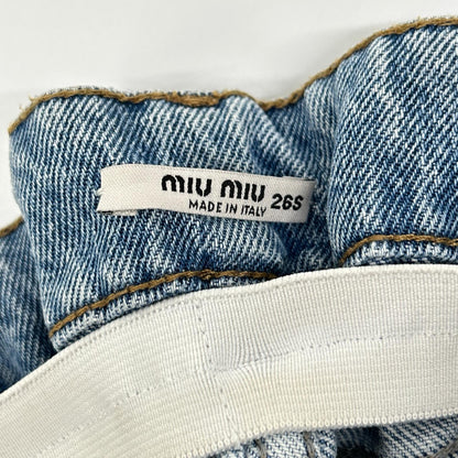 MIUMIU ミュウミュウ ブルー 20年 GWP299 コットン ウエストギャザー アイコニック テーパード デニムパンツ ボトムス