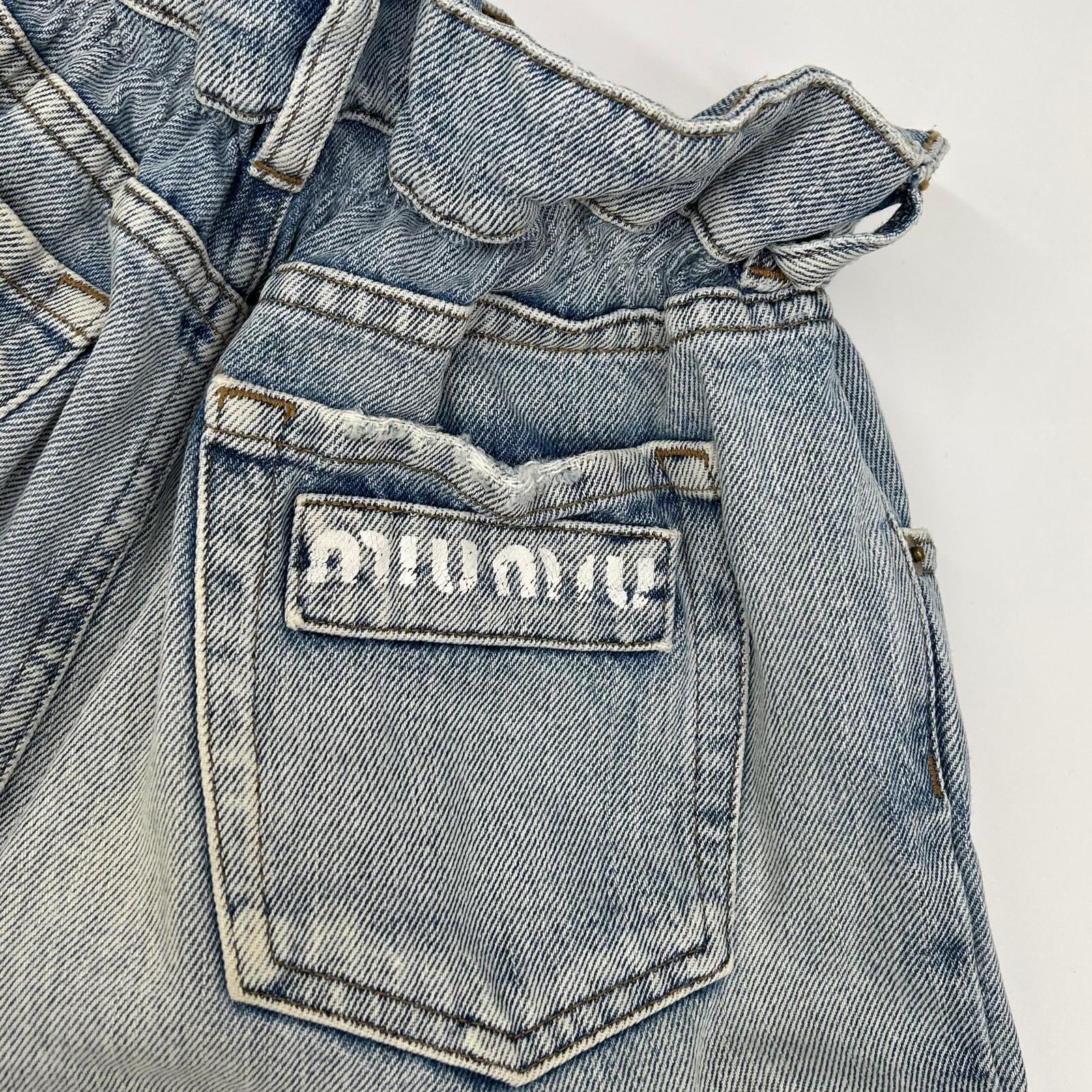 MIUMIU ミュウミュウ ブルー 20年 GWP299 コットン ウエストギャザー アイコニック テーパード デニムパンツ ボトムス