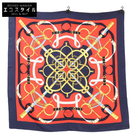 HERMES エルメス 【美品】Eperon d'Or 黄金の拍車 シルク カレ90 スカーフ