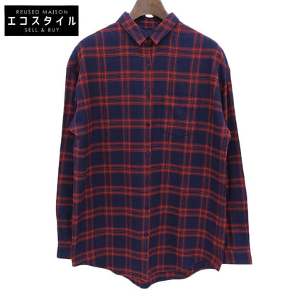 Lacoste ラコステ 美品 コットン チェック柄 胸ポケット長袖シャツ トップス レディース レッド×ネイビー 36 CF810E トップス