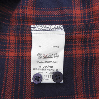 Lacoste ラコステ 美品 コットン チェック柄 胸ポケット長袖シャツ トップス レディース レッド×ネイビー 36 CF810E トップス