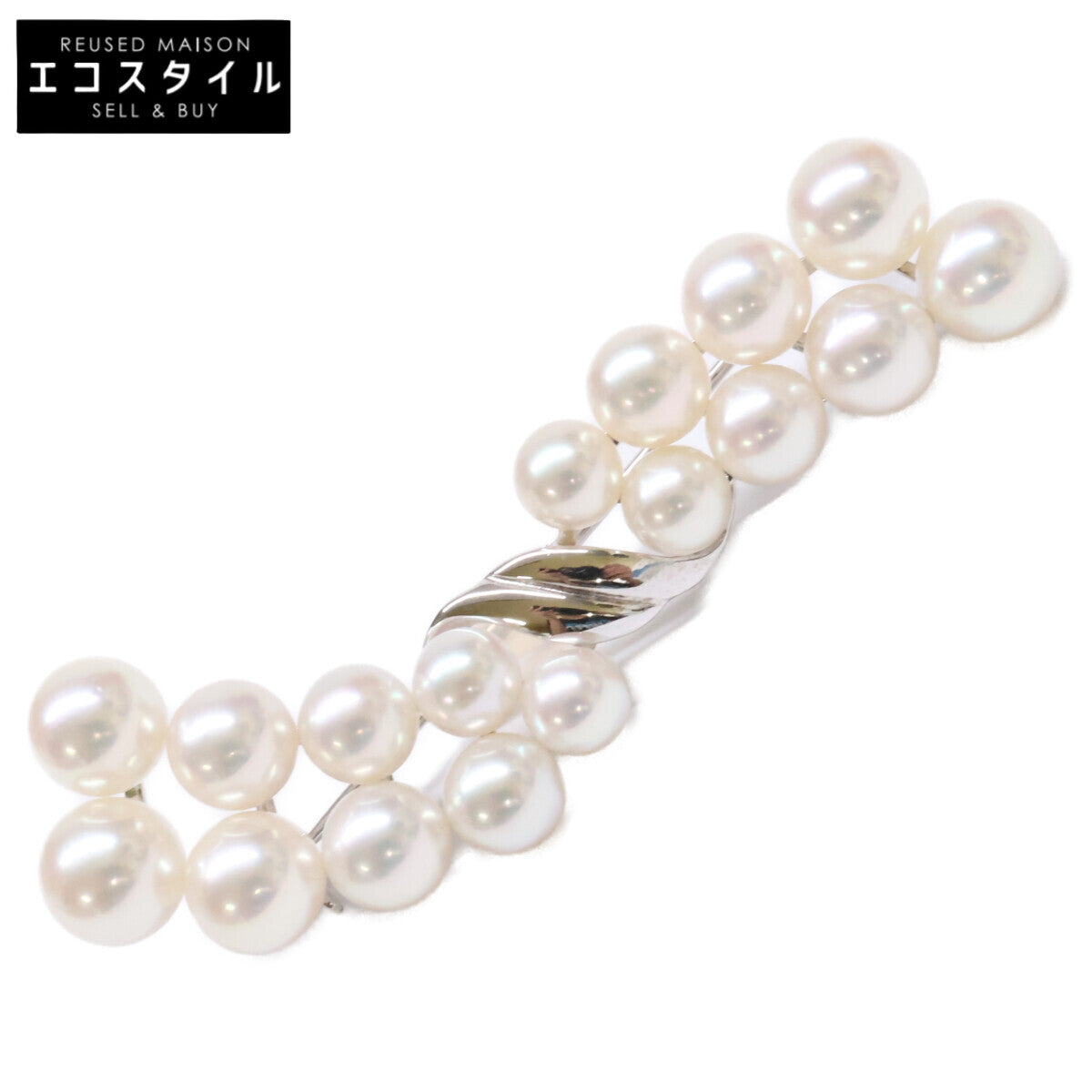 mikimoto ミキモト 美品 K18WG 5-7mmパール ブローチ