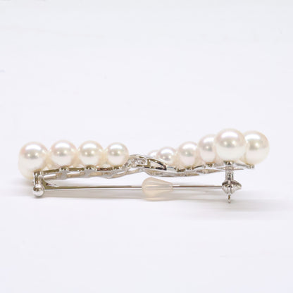 mikimoto ミキモト 美品 K18WG 5-7mmパール ブローチ