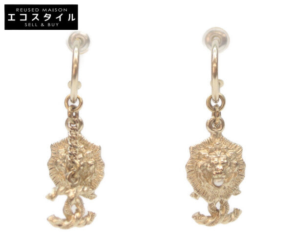 CHANEL シャネル A11P ココマーク ライオン パール フープピアス ピアス