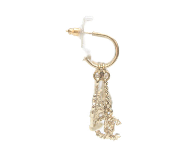 CHANEL シャネル A11P ココマーク ライオン パール フープピアス ピアス