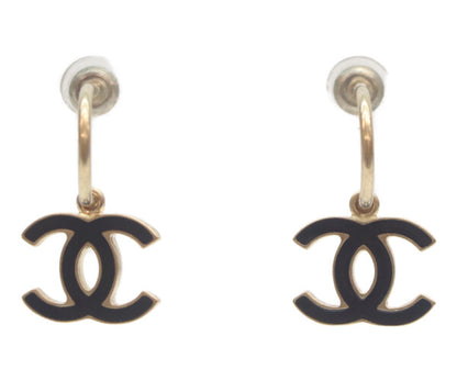 CHANEL シャネル 10P 黒 エナメルココマーク フープピアス ピアス