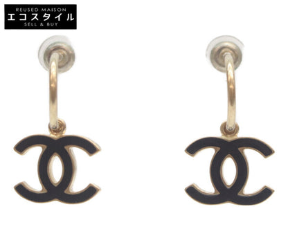 CHANEL シャネル 10P 黒 エナメルココマーク フープピアス ピアス