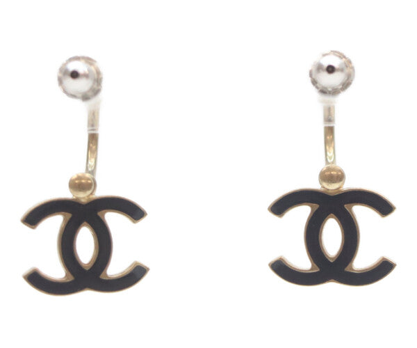 CHANEL シャネル 10P 黒 エナメルココマーク フープピアス ピアス