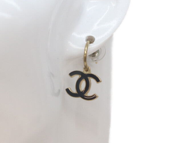 CHANEL シャネル 10P 黒 エナメルココマーク フープピアス ピアス
