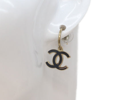 CHANEL シャネル 10P 黒 エナメルココマーク フープピアス ピアス