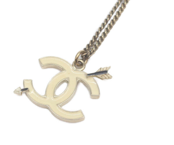 CHANEL シャネル 10P エナメル アイボリー ココマーク アロー ネックレス ネックレス