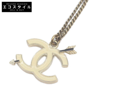 CHANEL シャネル 10P エナメル アイボリー ココマーク アロー ネックレス ネックレス