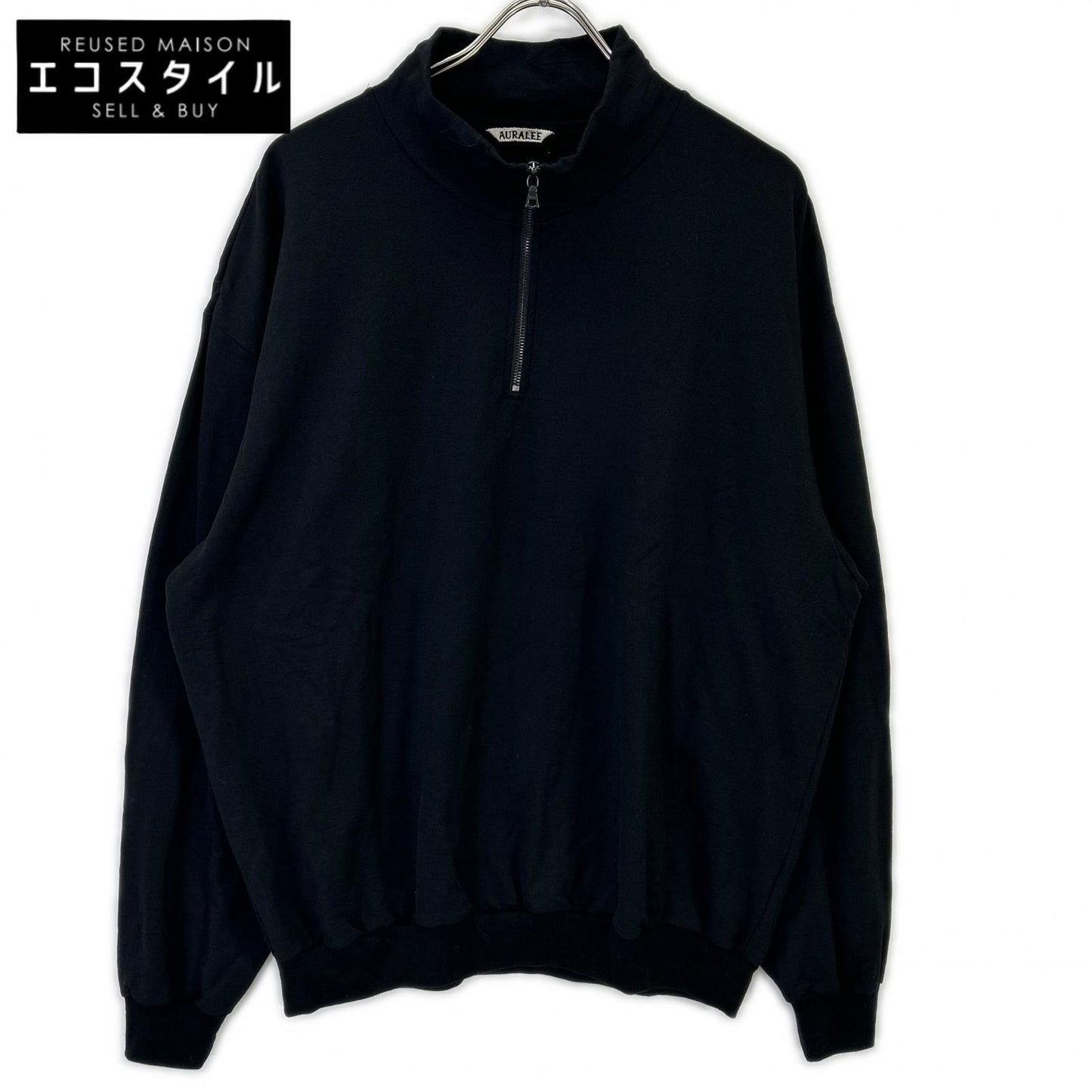 AURALEE オーラリー A25AP01WU ブラック LIGHT WOOL SWEAT HALF ZIP トップス