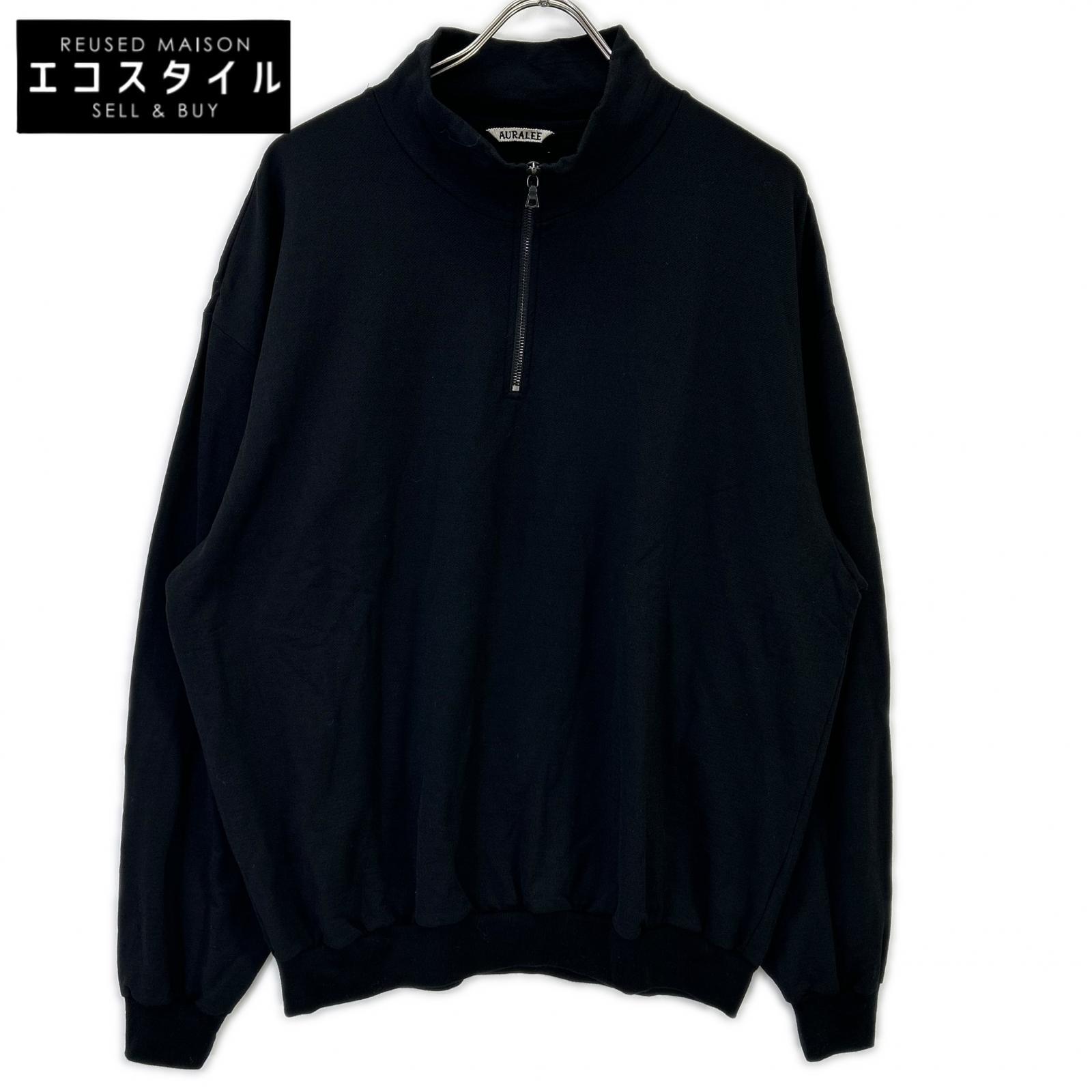 AURALEE オーラリー A25AP01WU ブラック LIGHT WOOL SWEAT HALF ZIP トップス