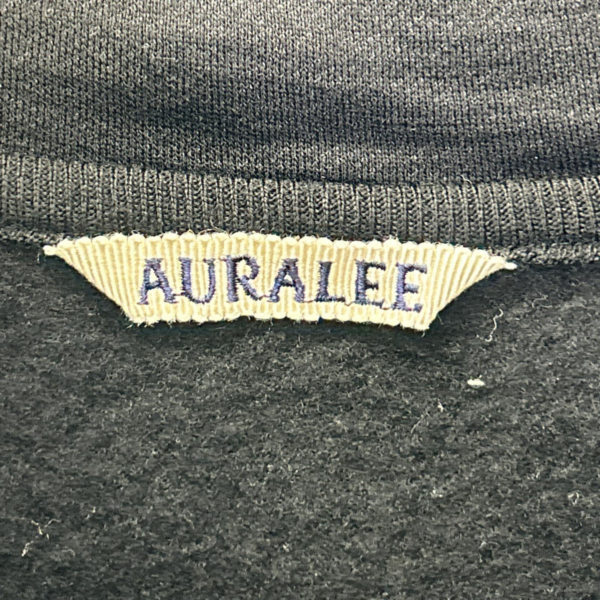 AURALEE Auralee A25AP01WU black LIGHT WOOL SWEAT HALF ZIP top