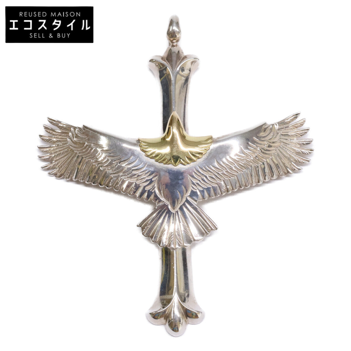WASHIMITARO 鷲見太郎 新品同様 925 x K18 W-1CROSS-C35 EG-02 cross pendant eagle ペンダントトップ