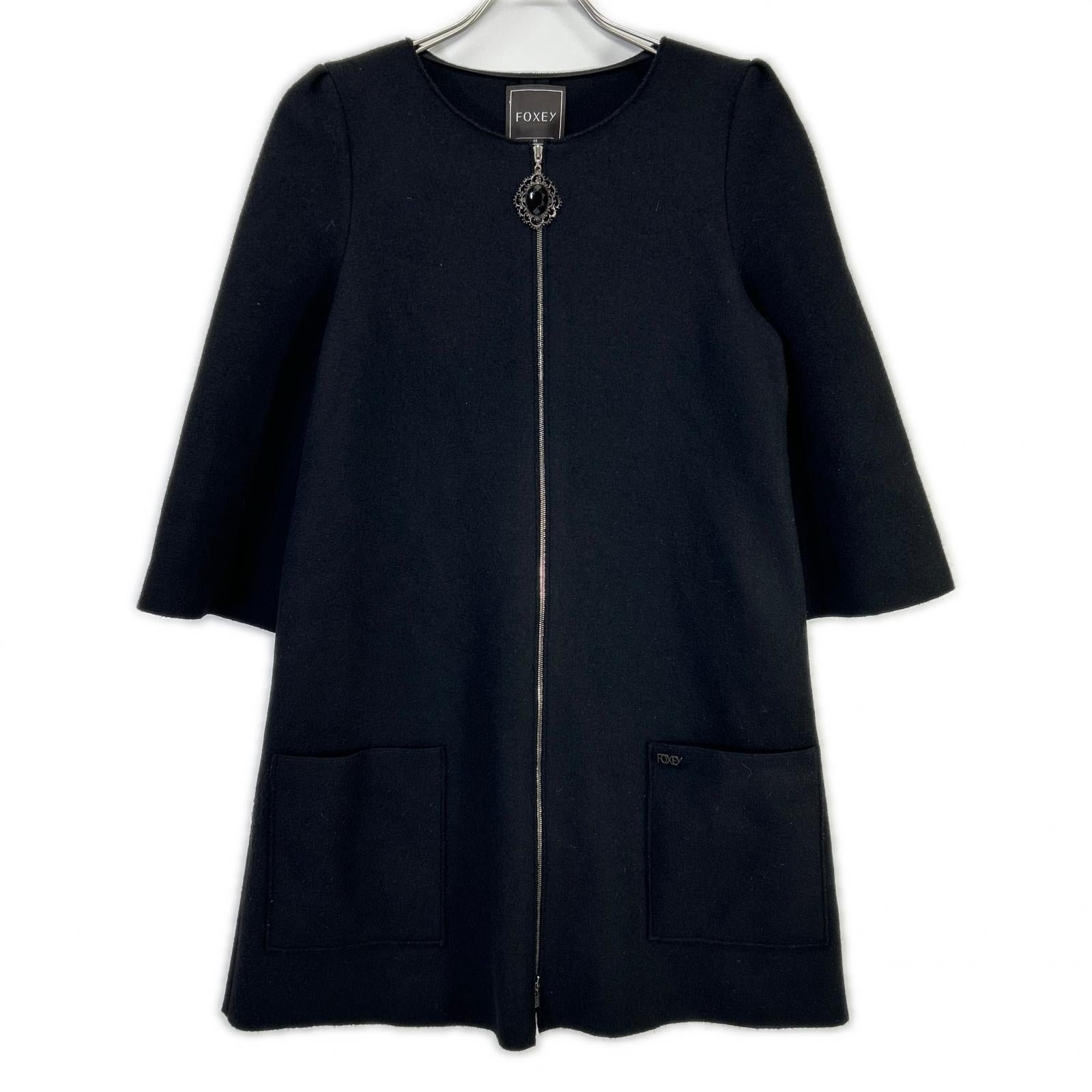 FOXEY フォクシー 27618-KAOFA117NM ビジューファスナー ジップアップ ウール トップス