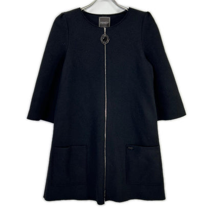 FOXEY フォクシー 27618-KAOFA117NM ビジューファスナー ジップアップ ウール トップス