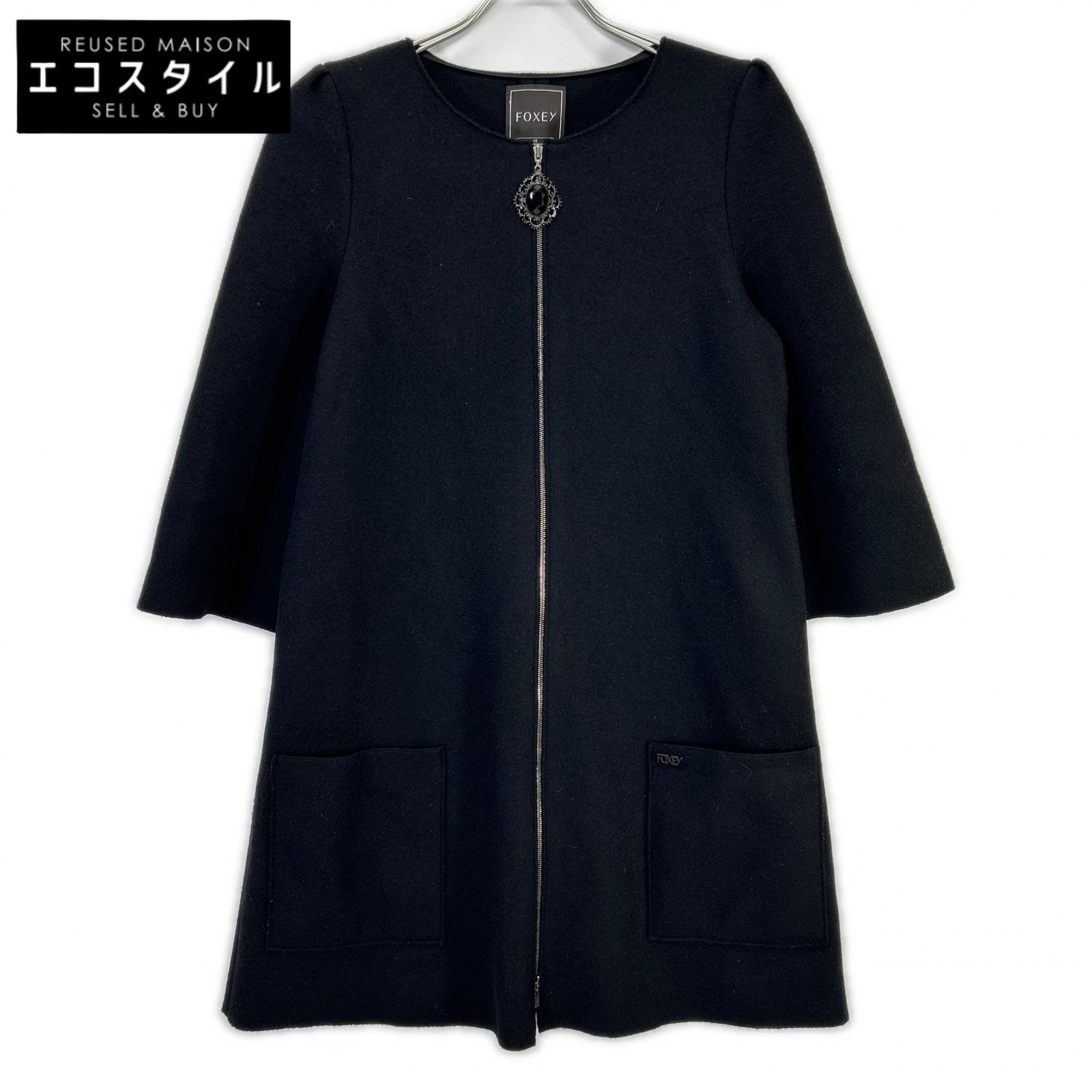 FOXEY フォクシー 27618-KAOFA117NM ビジューファスナー ジップアップ ウール トップス