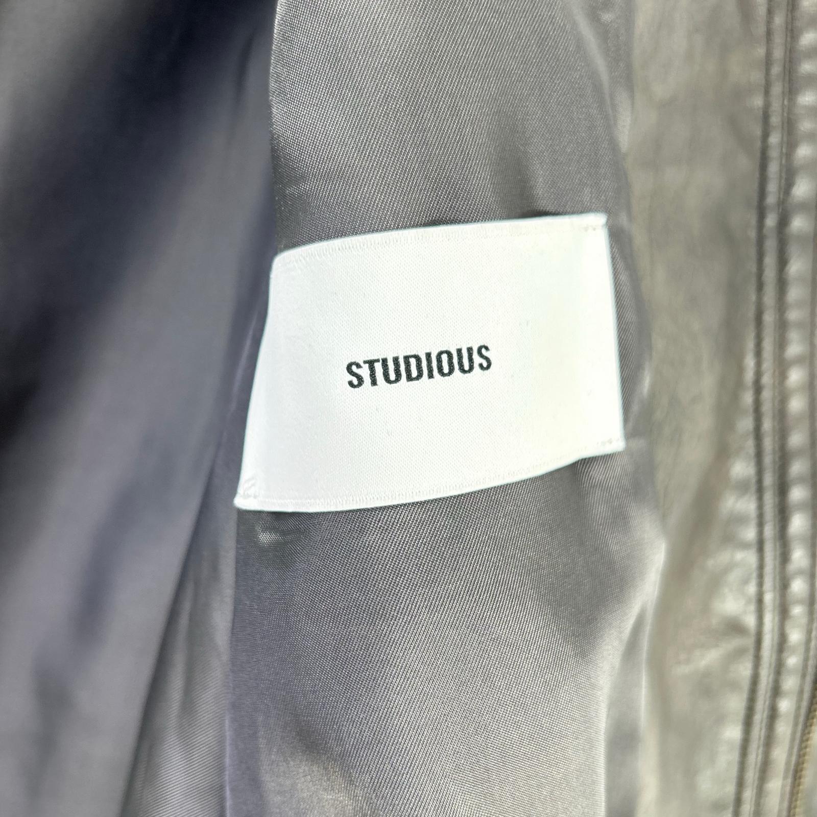 STUDIOUS ステュディオス 125250001 ブラウン フェイクレザースタンドカラーブルゾン ジャケット