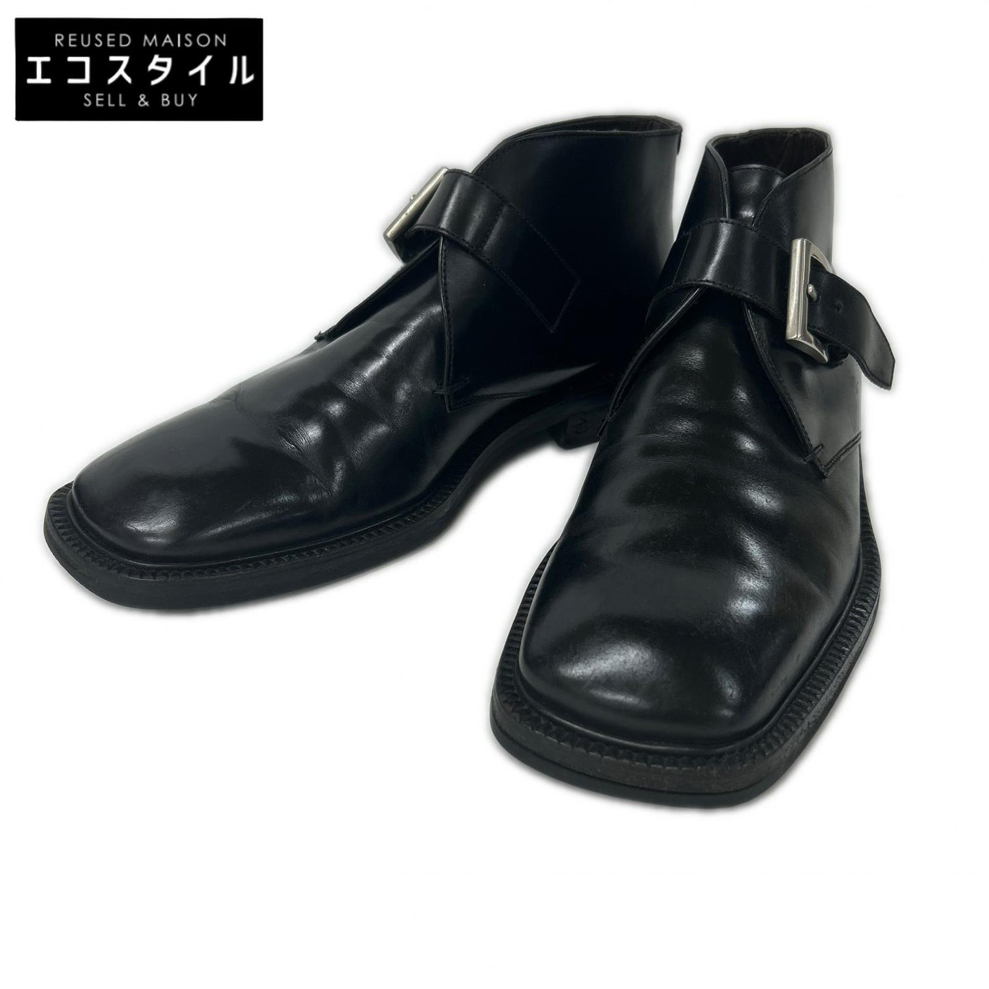 PRADA プラダ スクエアトゥ シングルモンクストラップ ブーツ シューズ