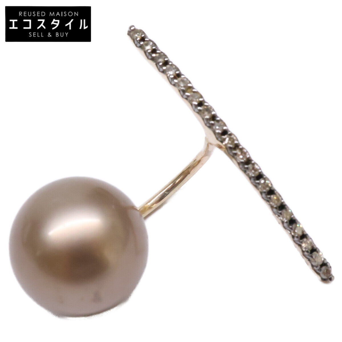 HIROTAKA ヒロタカ K10 0.09 ロングバー ダイヤモンド パールキャッチ 片耳 シングル ピアス