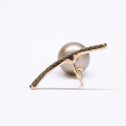 HIROTAKA ヒロタカ K10 0.09 ロングバー ダイヤモンド パールキャッチ 片耳 シングル ピアス