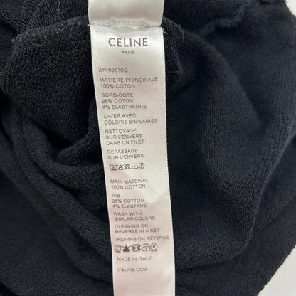 CELINE セリーヌ 2Y468670Q ブラック コットンフリース ルーズ フーディー トップス