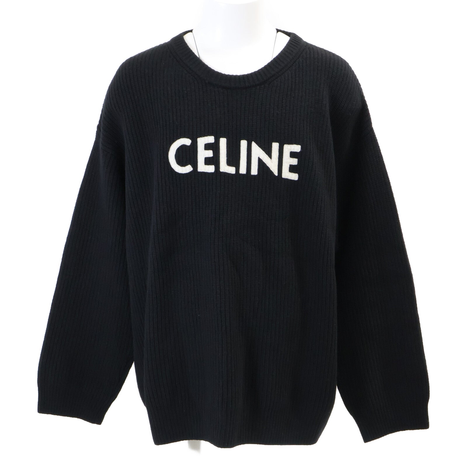 CELINE セリーヌ 【国内正規】2A19R423P ロゴ入り ウール オーバーサイズ クルーネック ニットセーター トップス