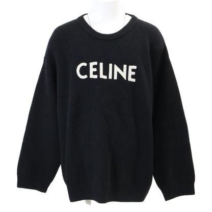 CELINE セリーヌ 【国内正規】2A19R423P ロゴ入り ウール オーバーサイズ クルーネック ニットセーター トップス