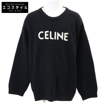 CELINE セリーヌ 【国内正規】2A19R423P ロゴ入り ウール オーバーサイズ クルーネック ニットセーター トップス