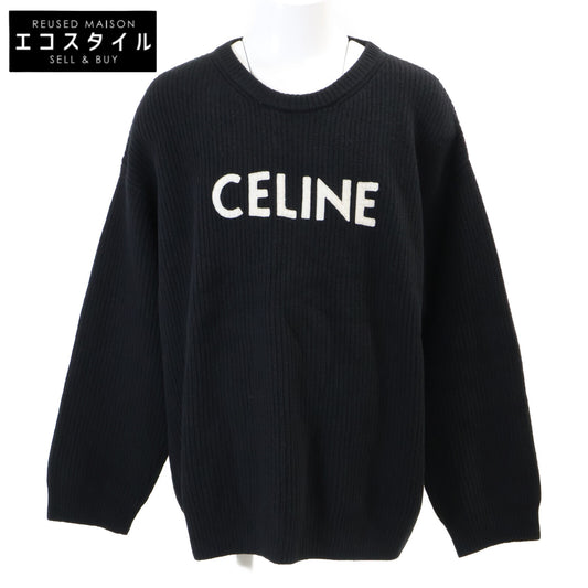 CELINE セリーヌ 【国内正規】2A19R423P ロゴ入り ウール オーバーサイズ クルーネック ニットセーター トップス
