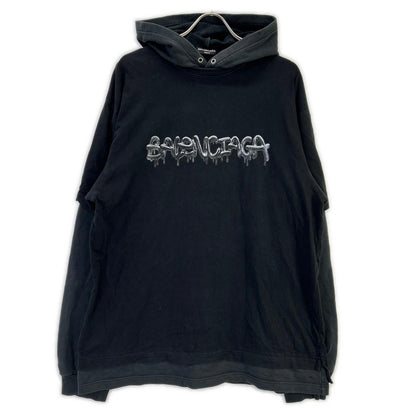 BALENCIAGA バレンシアガ 681029 グラフィックロゴ レイヤードデザイン プルオーバー パーカー トップス