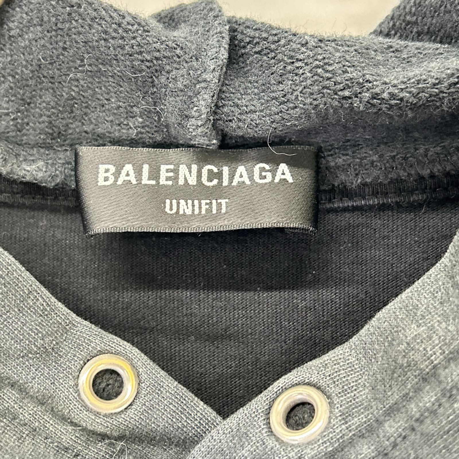 BALENCIAGA バレンシアガ 681029 グラフィックロゴ レイヤードデザイン プルオーバー パーカー トップス