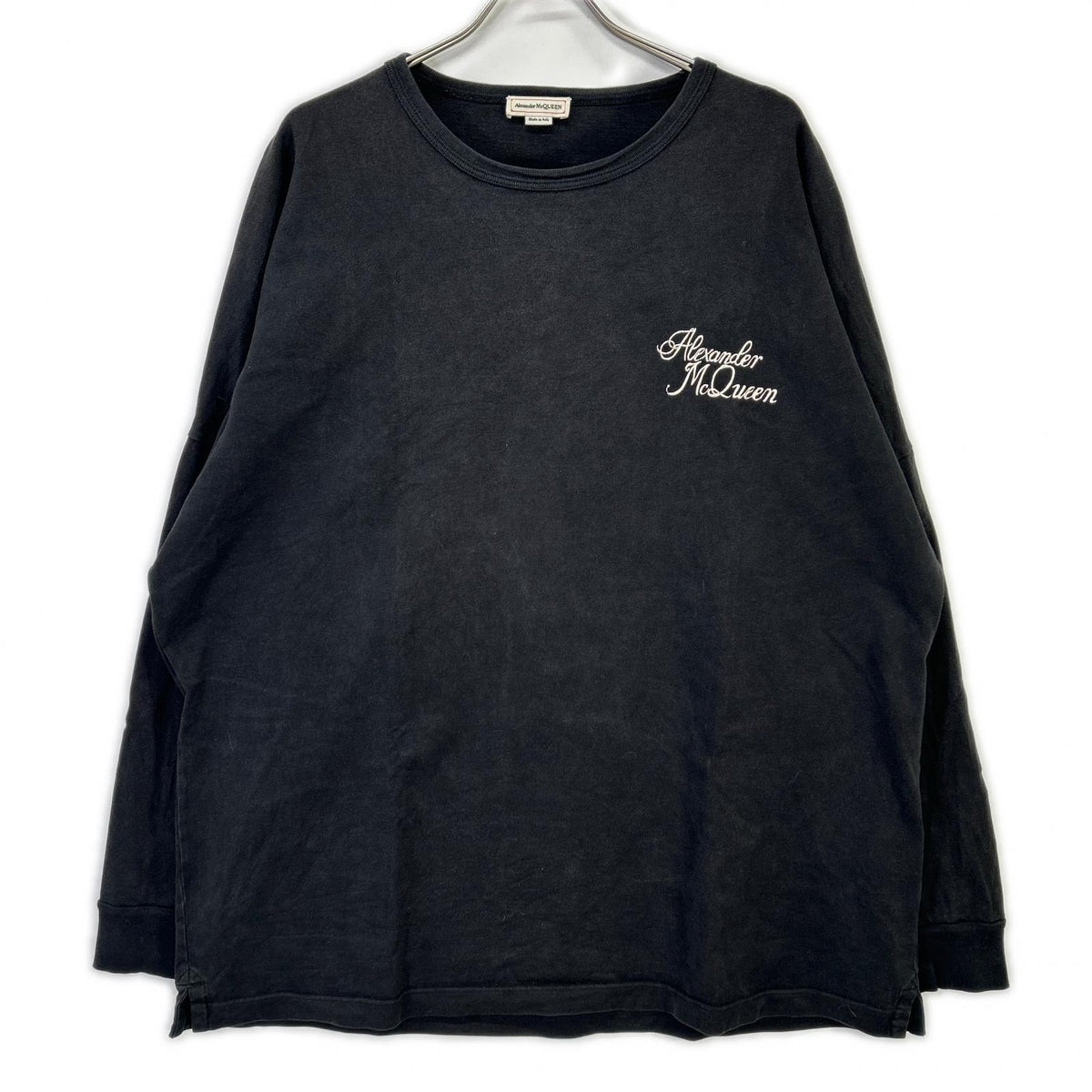 ALEXANDER McQUEEN アレキサンダーマックイーン 687706 ブラック バックロゴ ロンT トップス
