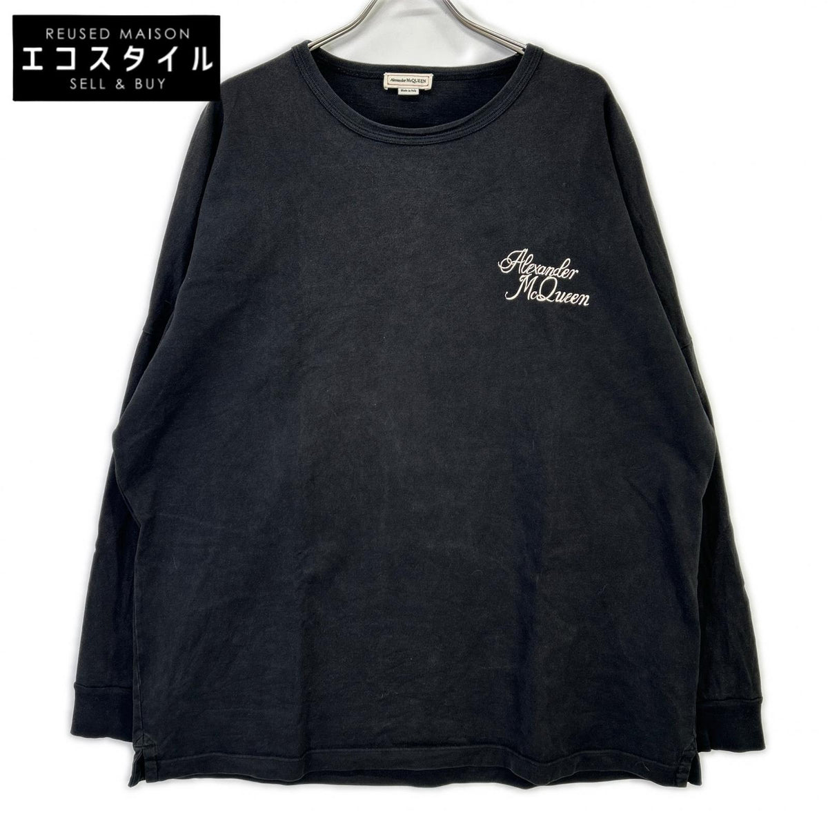 ALEXANDER McQUEEN アレキサンダーマックイーン 687706 ブラック バックロゴ ロンT トップス