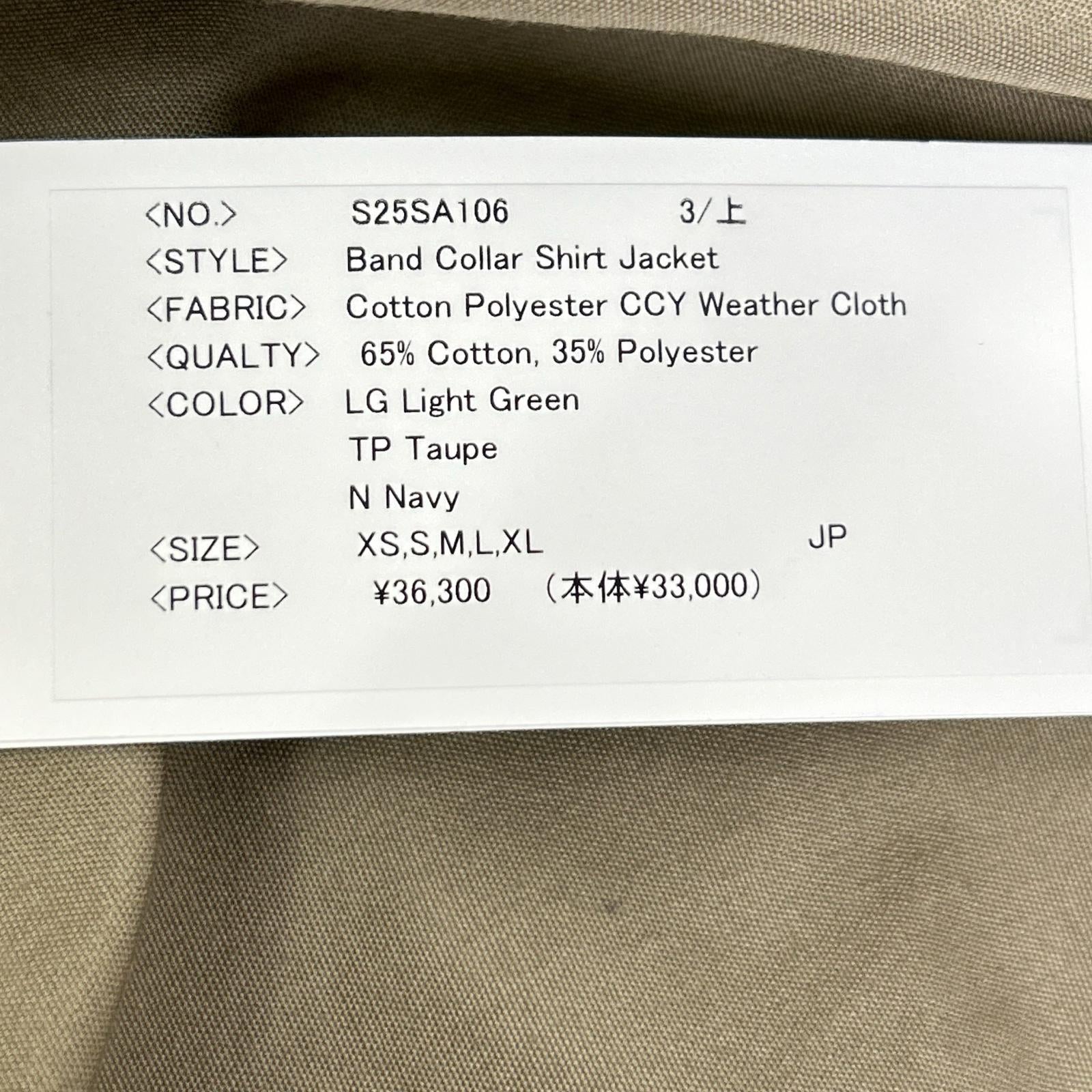 nanamica ナナミカ トープ S25SA106 バンドカラーシャツジャケット ジャケット