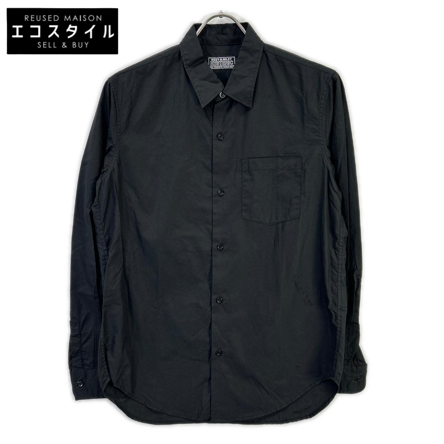 HYSTERIC GLAMOUR ヒステリックグラマー 02213AH09 ブラック TYPE LOGO 長袖シャツ コットン トップス
