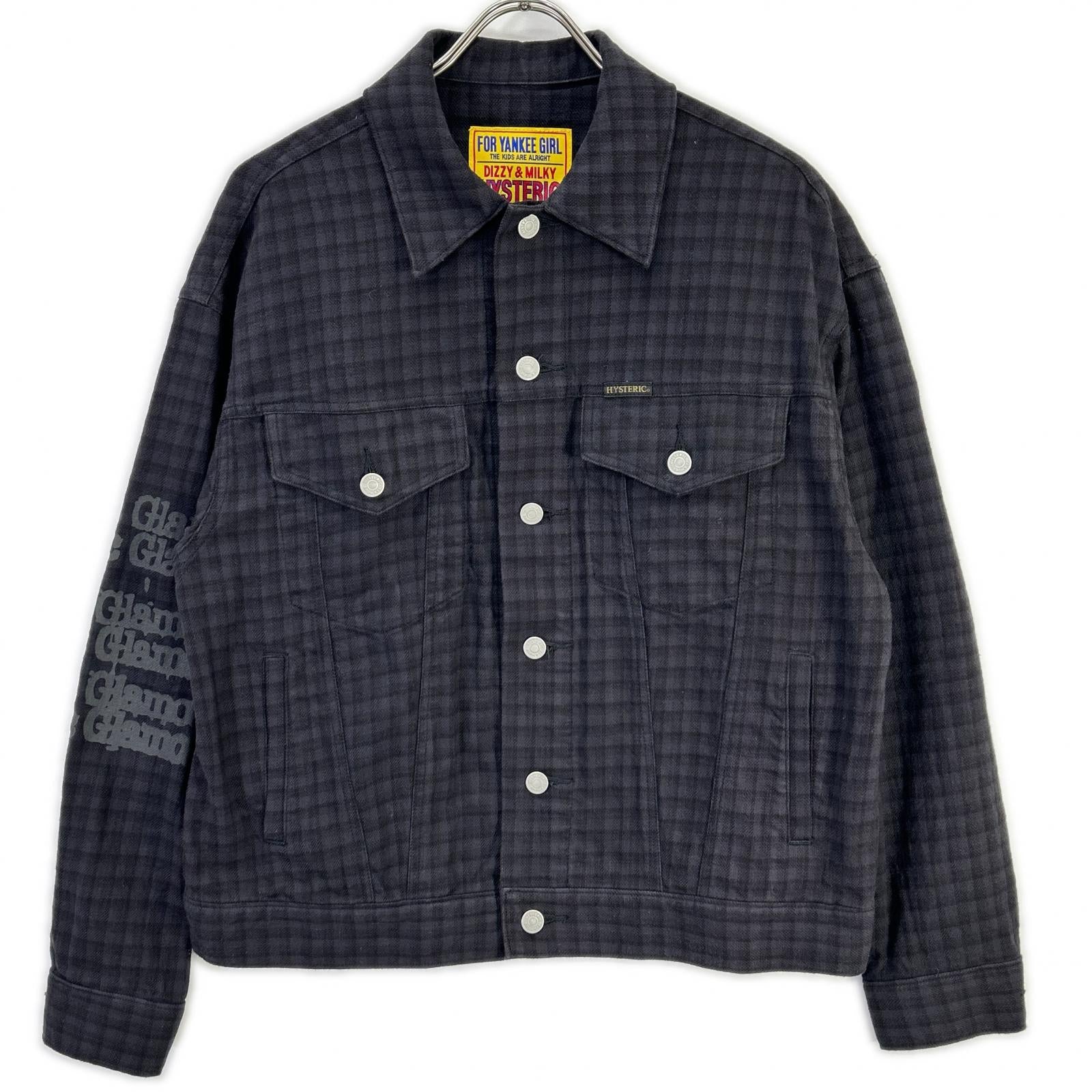 HYSTERIC GLAMOUR ヒステリックグラマー 01251AB03 ブラック TYPE LOGO チェックトラッカージャケット ジャケット