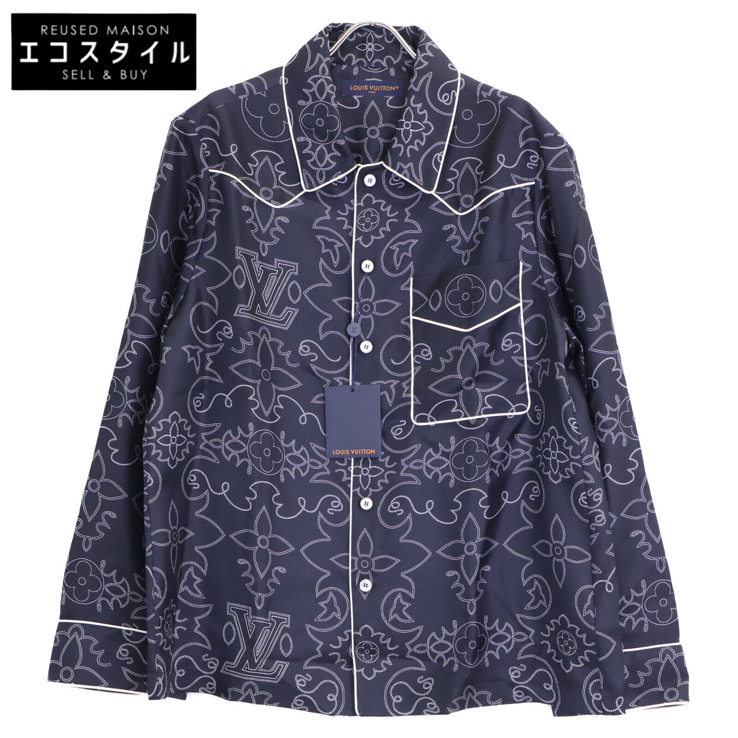 LOUIS VUITTON ルイヴィトン 【新品同様/国内正規/24年製】1AFWSI/RM242M MRR HRS80W プリントロングスリーブシルクパジャマオーバーシャツ トップス