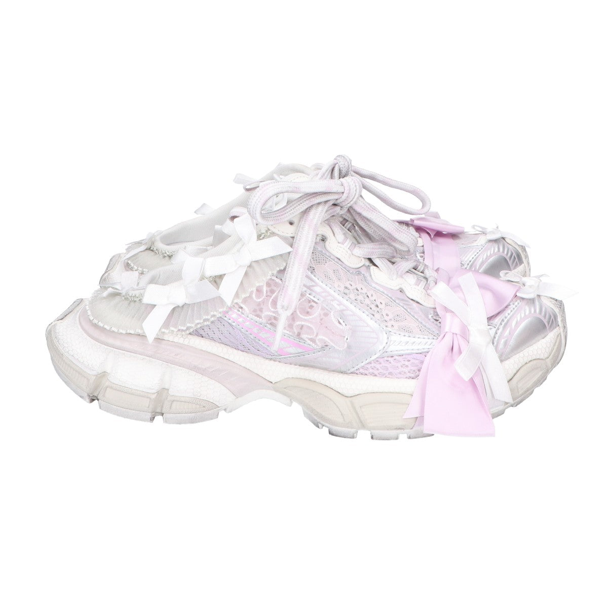 BALENCIAGA バレンシアガ 美品 825468 3XL レース＆リボン ミュールスニーカー シューズ