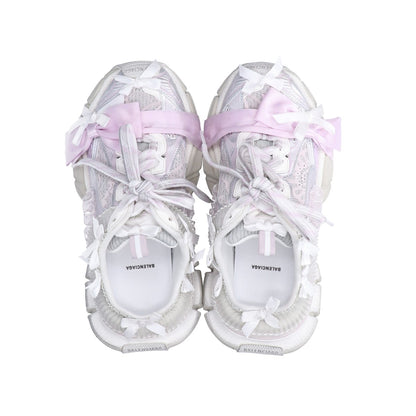 BALENCIAGA バレンシアガ 美品 825468 3XL レース＆リボン ミュールスニーカー シューズ