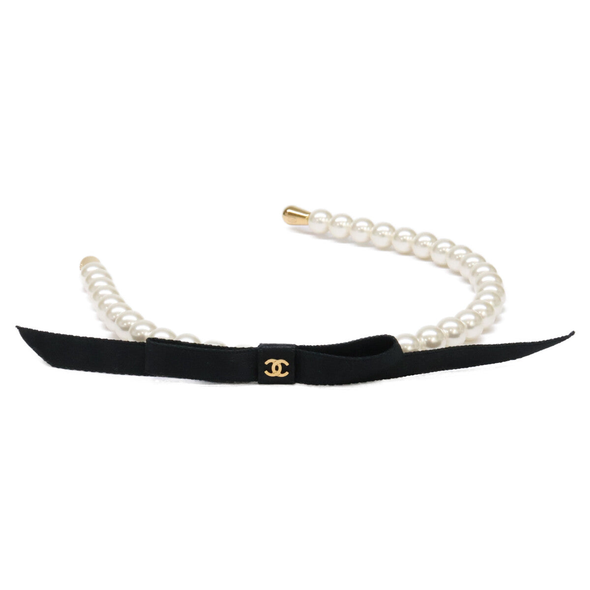 CHANEL シャネル 新品同様 AAA841 25SS パール ココマーク リボン カチューシャ ヘアアクセサリー