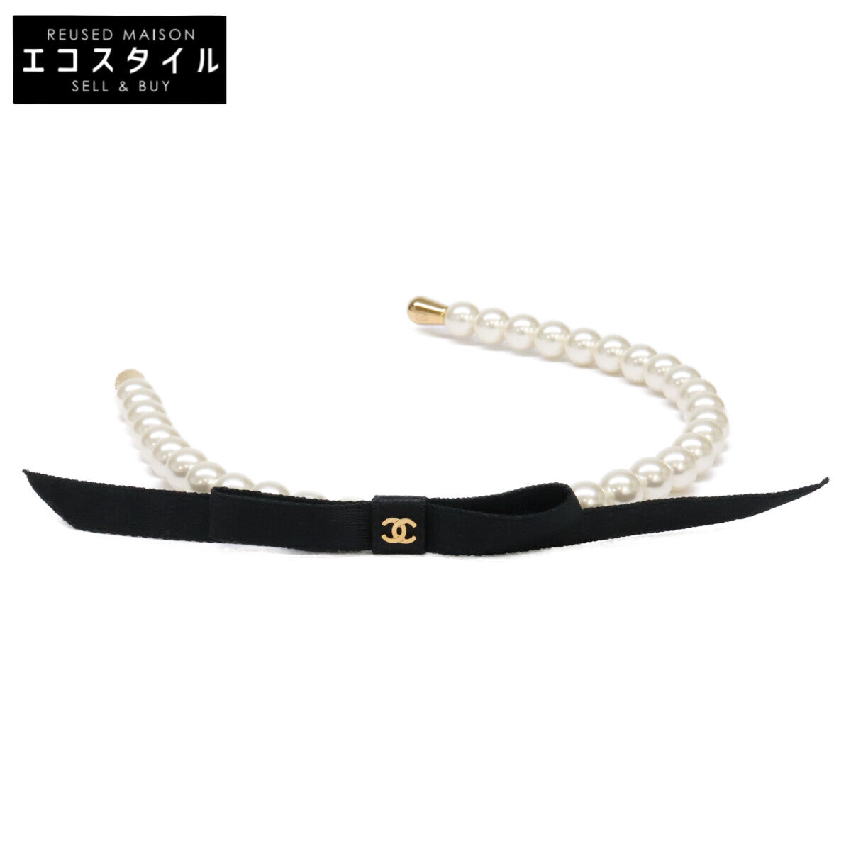 CHANEL シャネル 新品同様 AAA841 25SS パール ココマーク リボン カチューシャ ヘアアクセサリー
