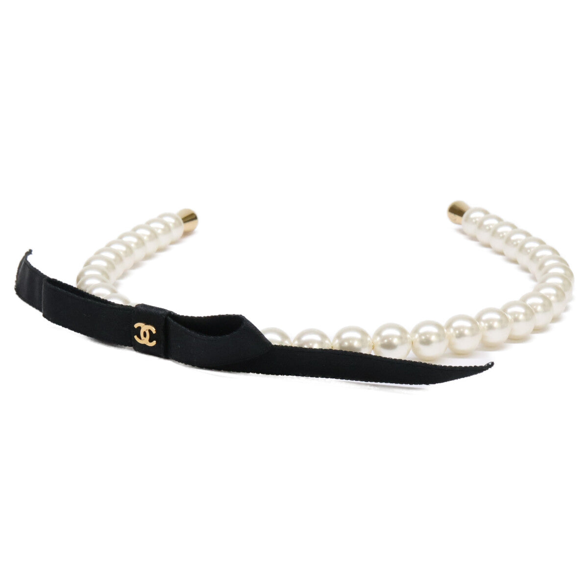 CHANEL シャネル 新品同様 AAA841 25SS パール ココマーク リボン カチューシャ ヘアアクセサリー