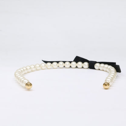CHANEL シャネル 新品同様 AAA841 25SS パール ココマーク リボン カチューシャ ヘアアクセサリー