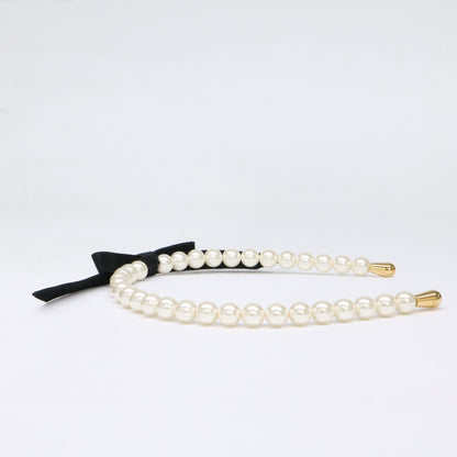 CHANEL シャネル 新品同様 AAA841 25SS パール ココマーク リボン カチューシャ ヘアアクセサリー