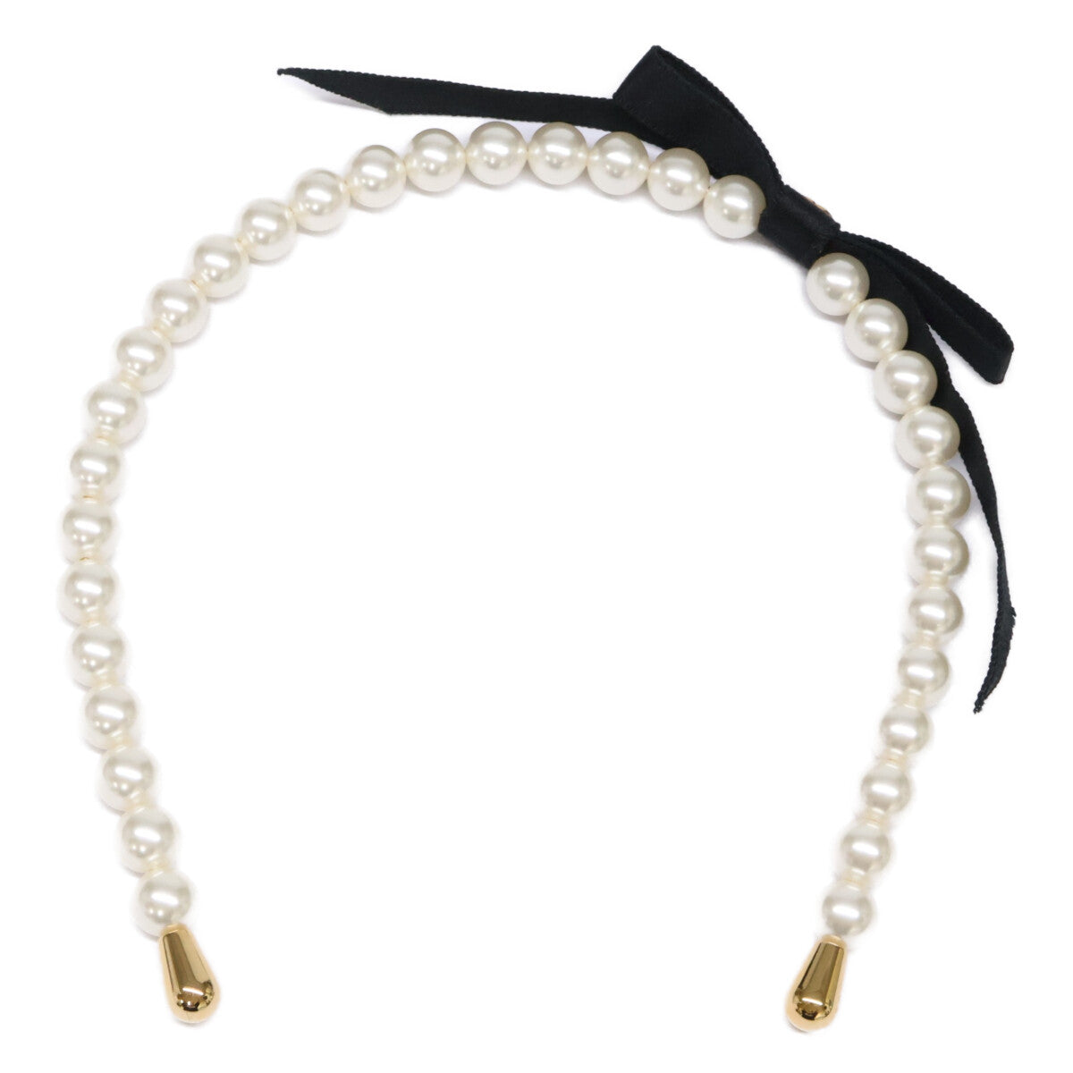 CHANEL シャネル 新品同様 AAA841 25SS パール ココマーク リボン カチューシャ ヘアアクセサリー