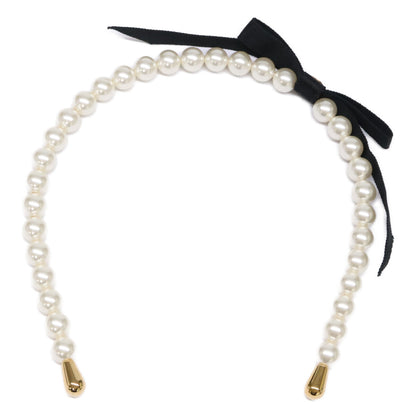 CHANEL シャネル 新品同様 AAA841 25SS パール ココマーク リボン カチューシャ ヘアアクセサリー