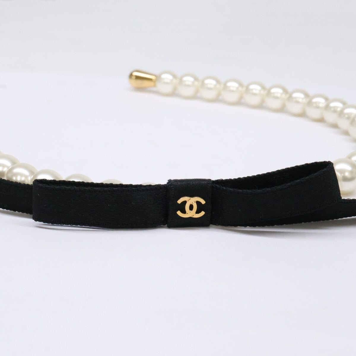 CHANEL シャネル 新品同様 AAA841 25SS パール ココマーク リボン カチューシャ ヘアアクセサリー